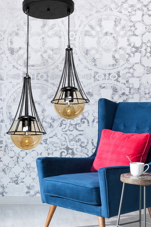 Lapis 2Nd Black-Honey Globe Glass Chandelier