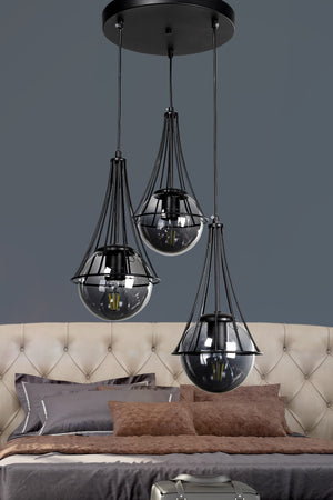 Lapis 3Rd Black-Smoked Globe Glass Chandelier