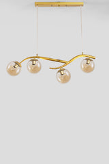 Labra Modern Architectural Design Matte Gold Case Honey Glass Chandelier with Four Rows