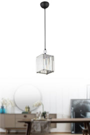 Dolunay Single Black K-15 Stone Chandelier With Crystal Stone Plumbing