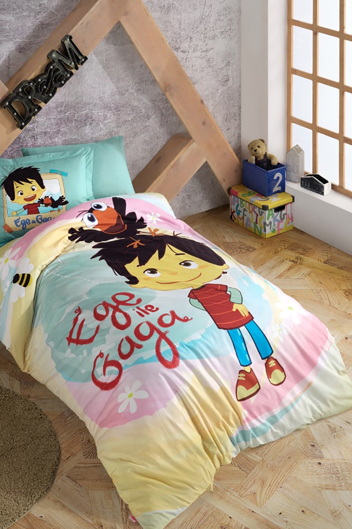Lizenziertes Popeline-Bettbezug-Set für Einzelbett, Ege Ile Gaga V1