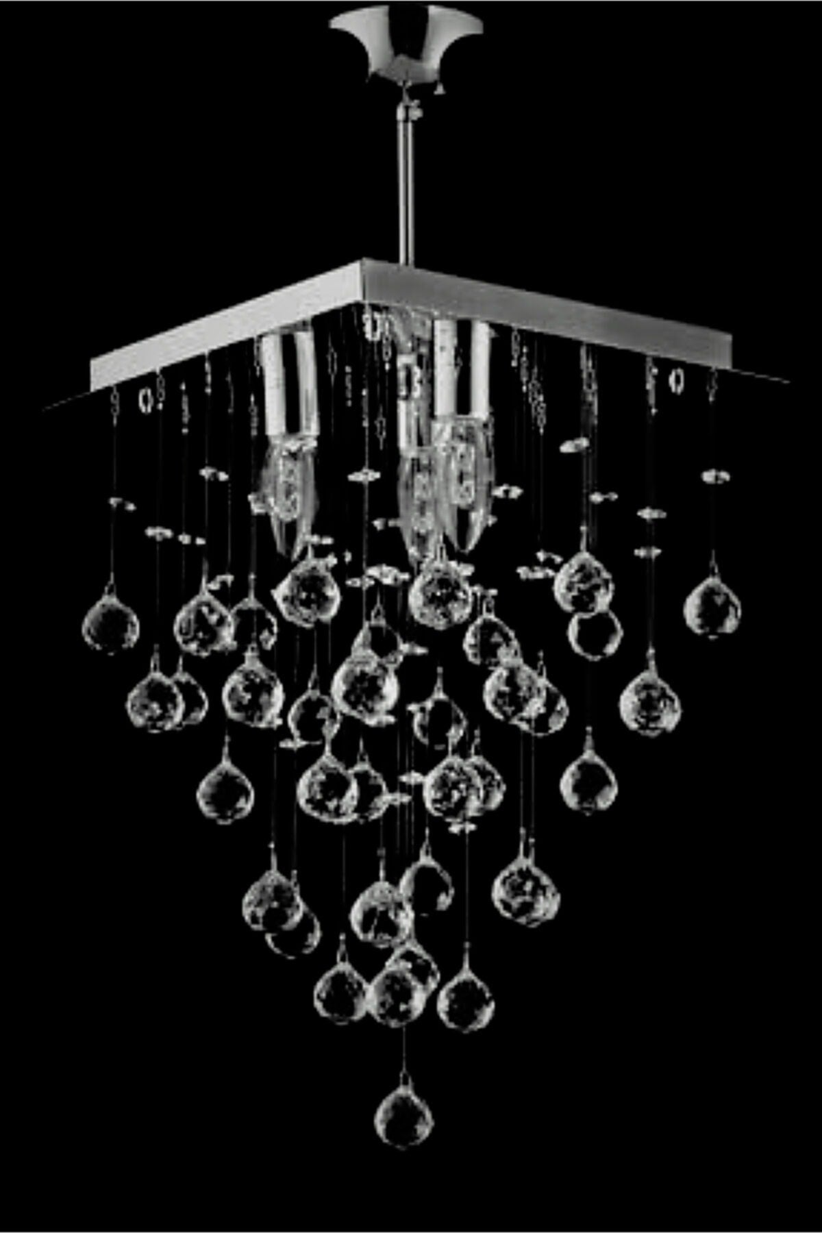 Yağmur 3-Piece Square Simple Living Room, Kitchen, Bedroom Model Stainless Chandelier