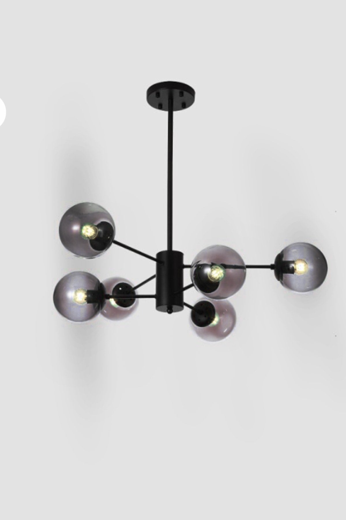 Rita Modern Black Case Smoked Closed Imported Glass Six-Piece Chandelier