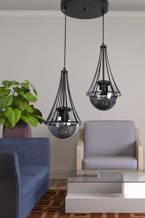Lapis 2Nd Black-Smoked Globe Glass Chandelier