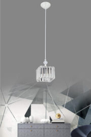Dolunay Single White K-10 Crystal Stone Plumbing Chandelier