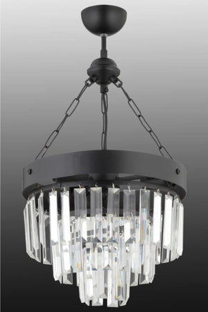 Linda 30' Black Luxury Crystal Stone Chandelier
