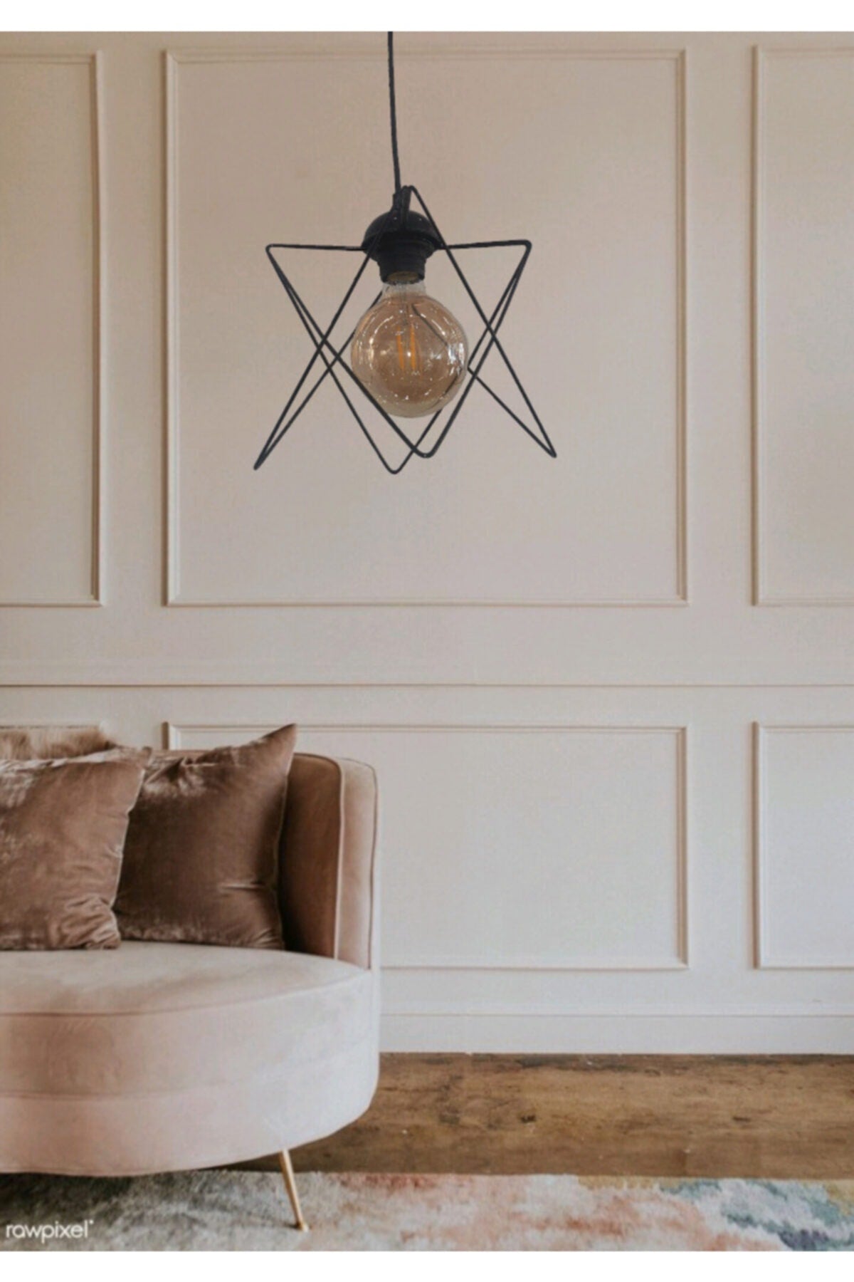 Black Zigzag Single Pendant Chandelier (Without Glass)