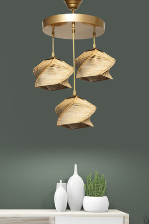 Cement 3-Piece Chandelier Natural Hnmd-42