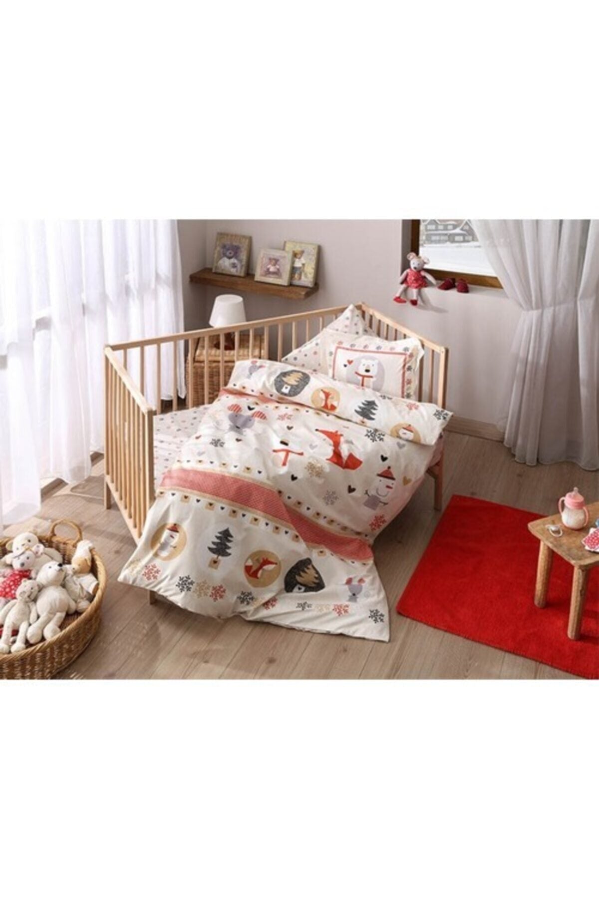 Ranforce Snow Red Baby Duvet Cover Set