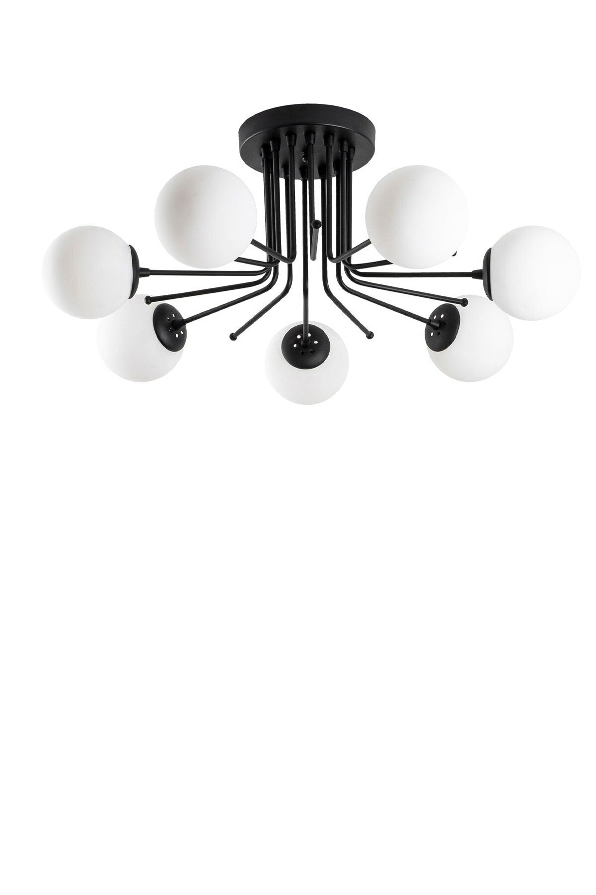 Luxury Design Modern Sports Trend Model Glop Glass Black Seven-Piece Chandelier