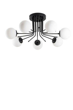 Luxury Design Modern Sports Trend Model Glop Glass Black Seven-Piece Chandelier