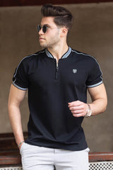 Men's Black Polo Neck T-Shirt 9281