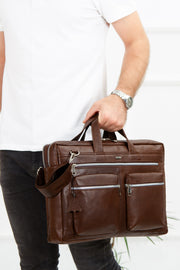 1St Class Genuine Leather Large Size Briefcase Laptop Bag Brown (W:38Cm Length:26Cm)