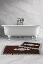 Lisa Cornered Brown 2-Piece French Lace Bath Mat Set Dowry Closet Set - Swordslife