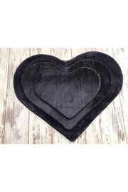 Heart Black 3 Pcs Bathroom Carpet Mat Set Non-Slip Pufidik Closet Set - Swordslife