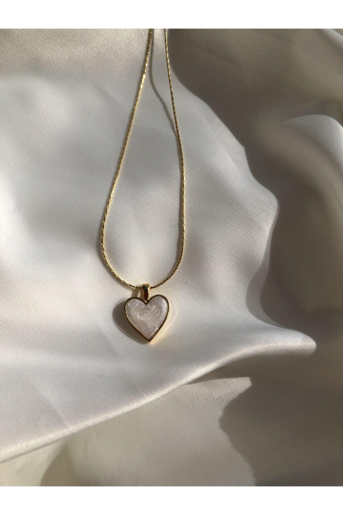 Women's Gold Plated Pearl Heart Necklace - Swordslife