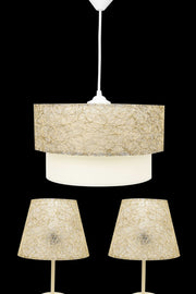 Salmon Gold String Bedroom Lampshade And Chandelier Set