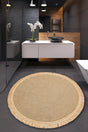 Morocco Mrc 07 Gray Straw Textured Round Bath Mat Closet Set 75 Cm Diameter - Swordslife