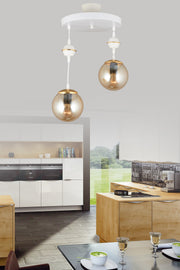 Pendant Lamp Tray White 2-Piece Bal Glop Glass Downward Facing Luxury Chandelier