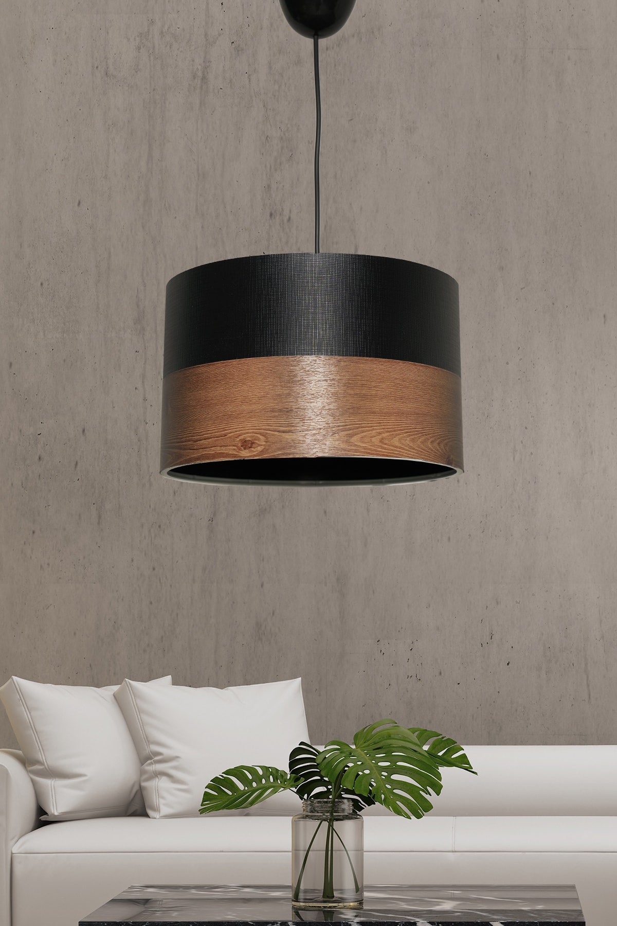 Corbeu Einzel-Pendelleuchte Kronleuchter Schwarz-Braun Mdrn-45