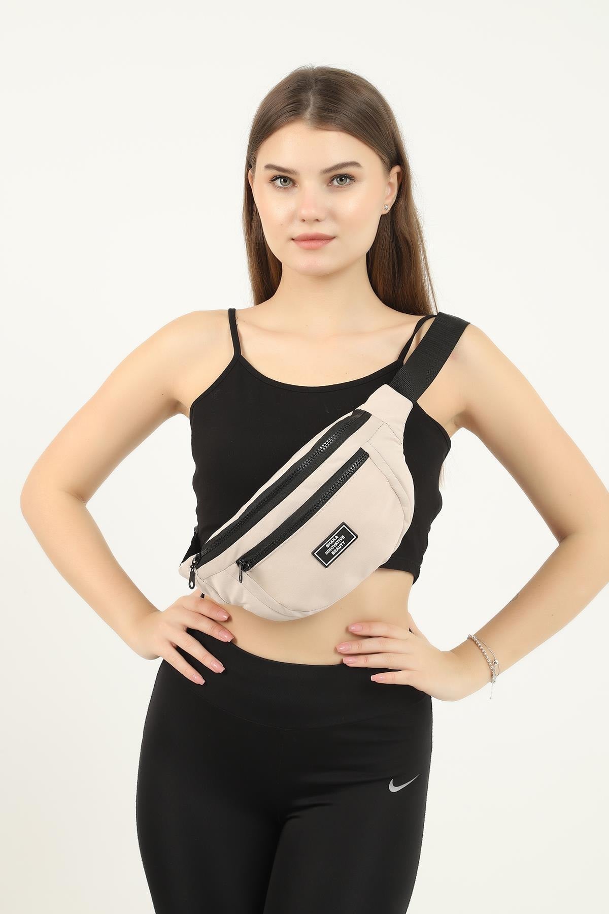 U8 Cream 2 Compartment Waist Bag Width:38 Length:17 Width:7