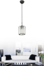Dolunay Single Black Y-15 Crystal Stone Plumbing Chandelier
