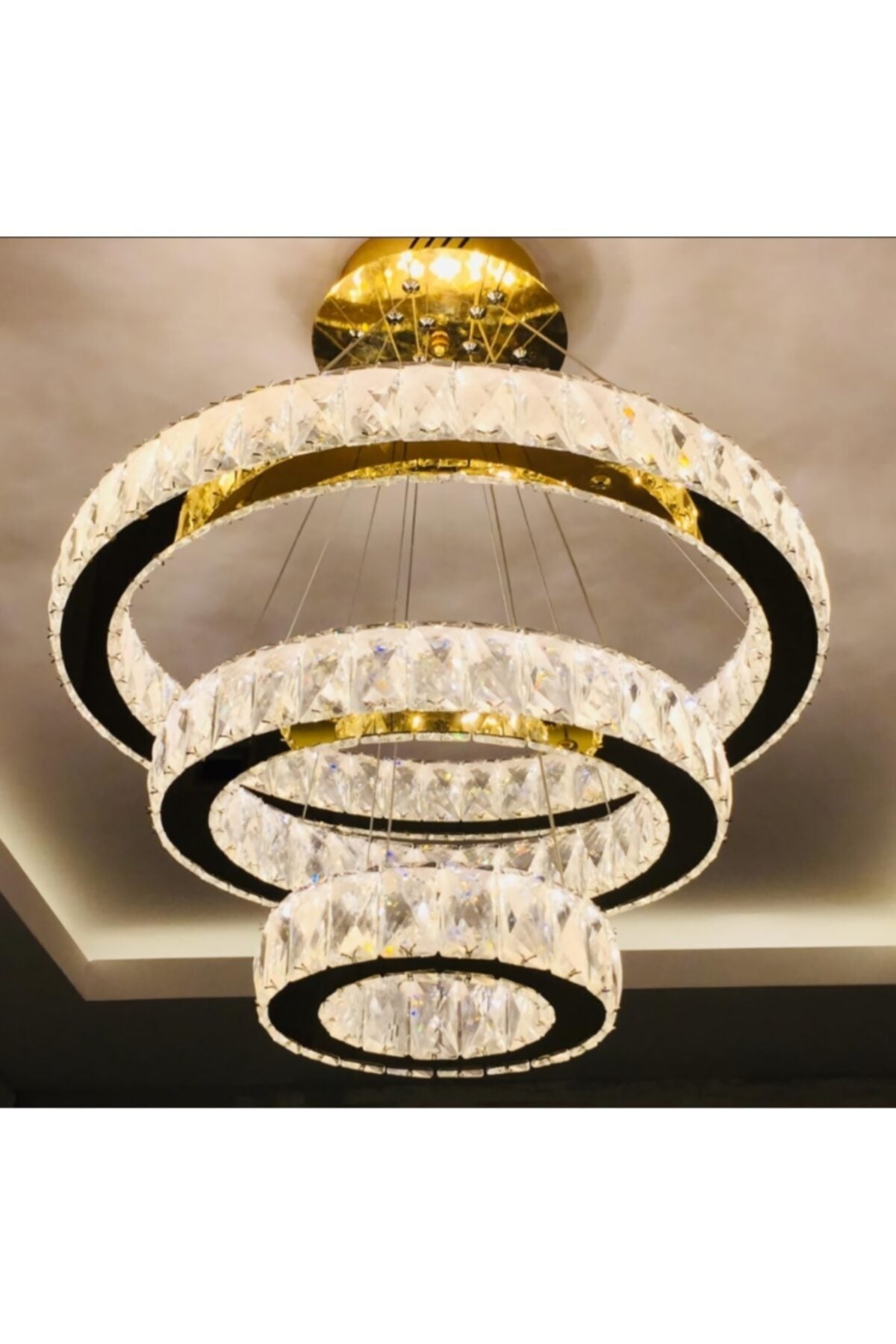 Plaque Crystal Stone Embroidered 304Chrome Stainless Led Chandelier