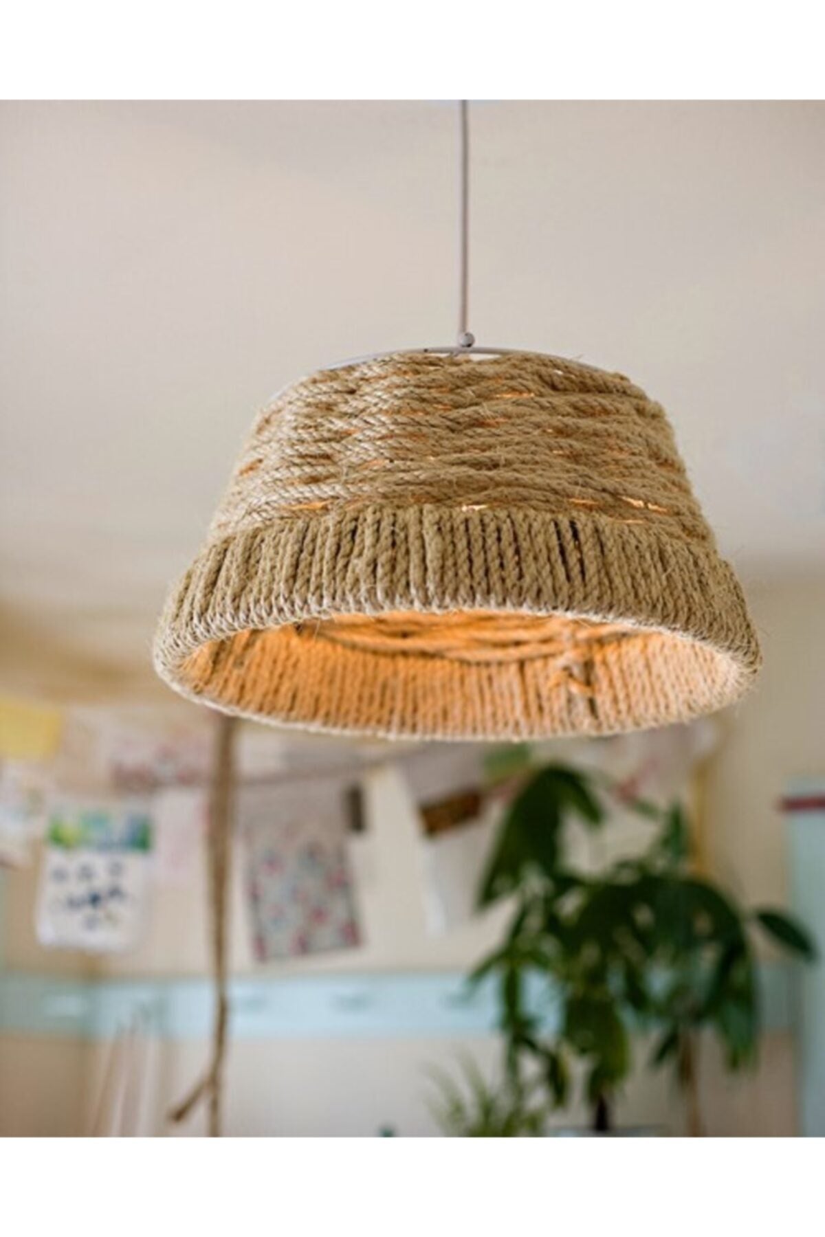 Bohemian Chandelier with Wicker Rope