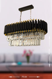Palmira 75X35 Cm Crystal Stone Luxury Dining Table Chandelier Set Of 6 - (Black-Gold)