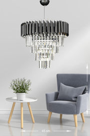 Palmira 45' Crystal Stone Luxury Chandelier - (Black-Chrome)