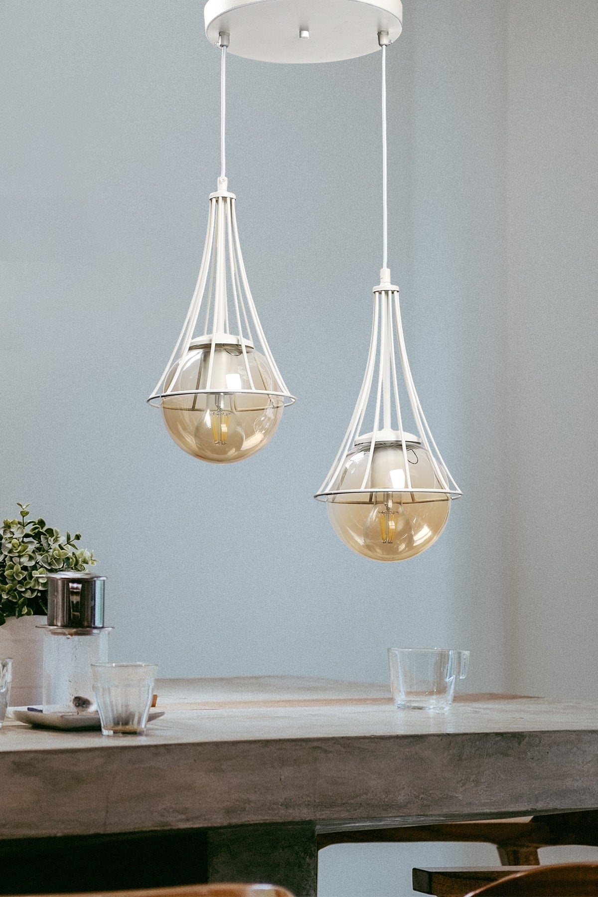 Lapis 2Nd White-Honey Glop Glass Chandelier