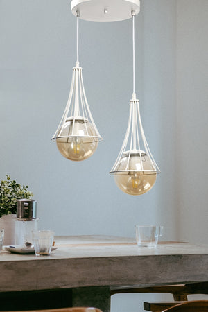Lapis 2Nd White-Honey Glop Glass Chandelier