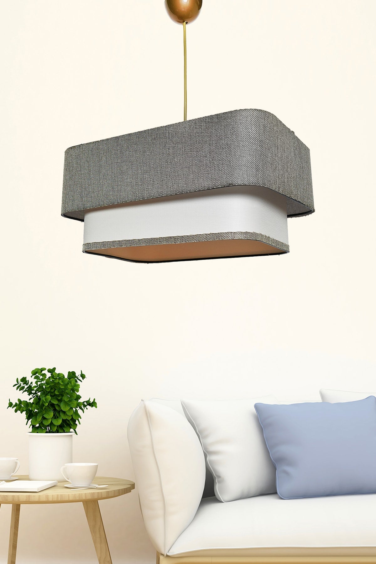 Varianza Single Pendant Lamp Gray White Mdrn-45