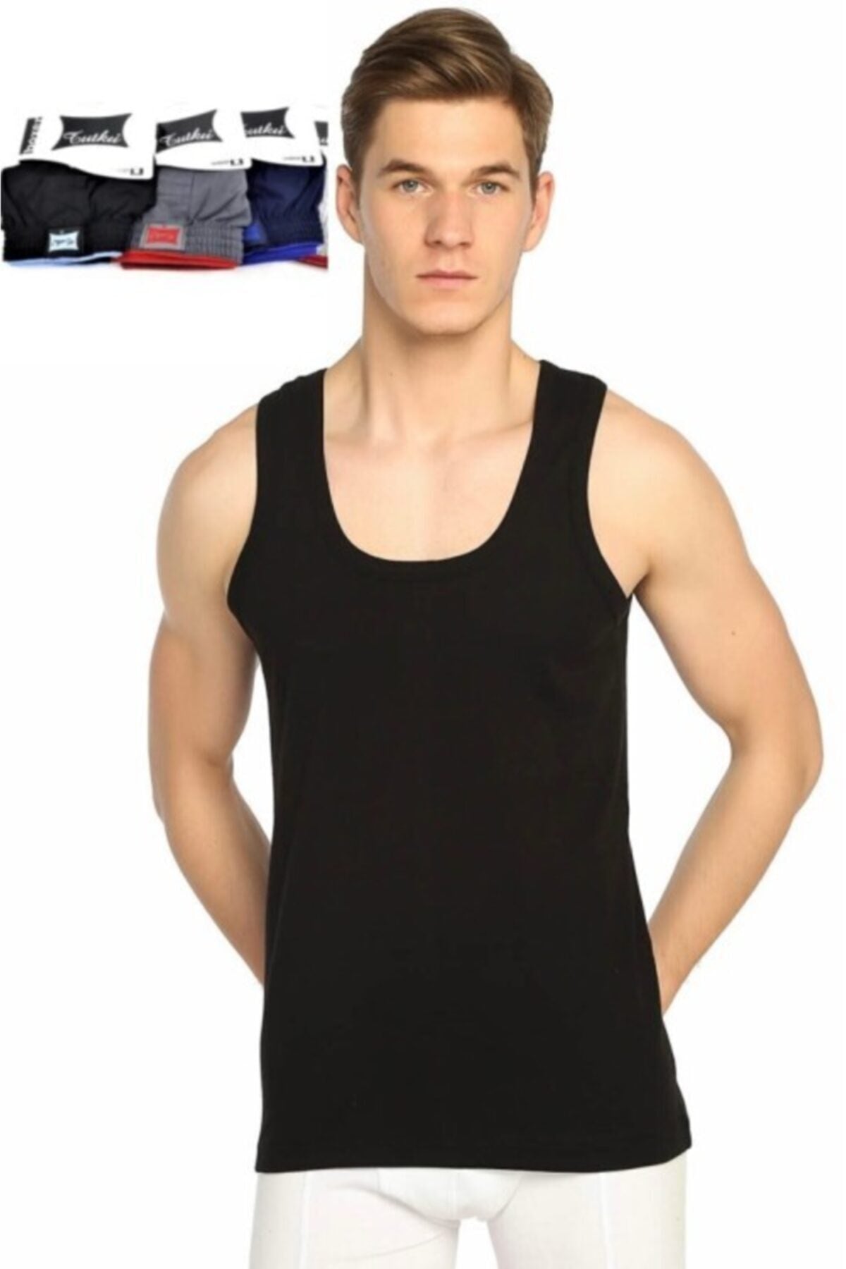Men's Mixed Color Boxer Black Color Rib Athlete 6 Pack