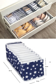 1 Pcs 11 Compartment Blue Star Patterned Multi-Purpose Accordion Drawer And Cabinet Organizer - Swordslife
