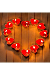 10pcs Red Heart Tealight Candle Valentine Gift Heart Candle Marriage Proposal Anniversary - Swordslife