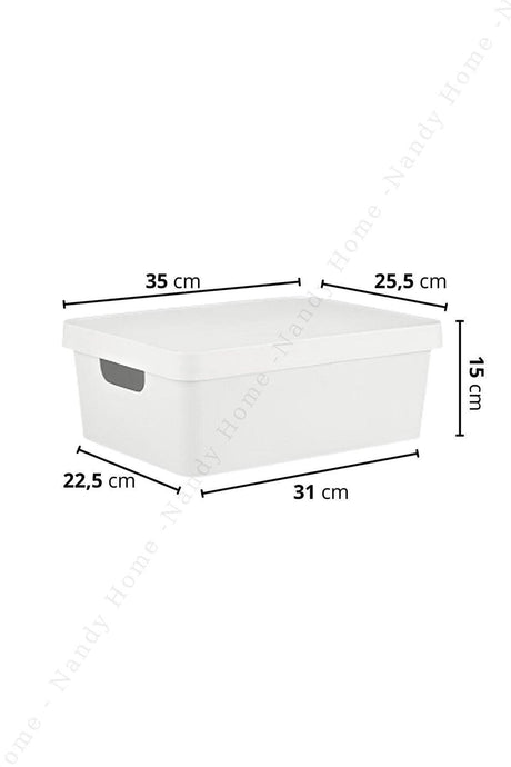 10 Lt Decorative Organizer Box with Lid 6 Pieces White - Swordslife