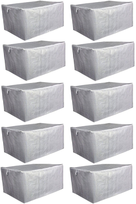 10 Pieces Chest Type Storage Bag Mega - Pillow & Quilt Etc. Hurcu 80x60x40 - Stain Resistant Gray Striped - Swordslife