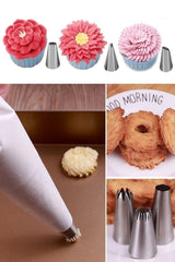 10 Pieces Cream Bag Set Pastry Cream Squeezing Bag Cake Decoration Stainless Steel Tip - Swordslife