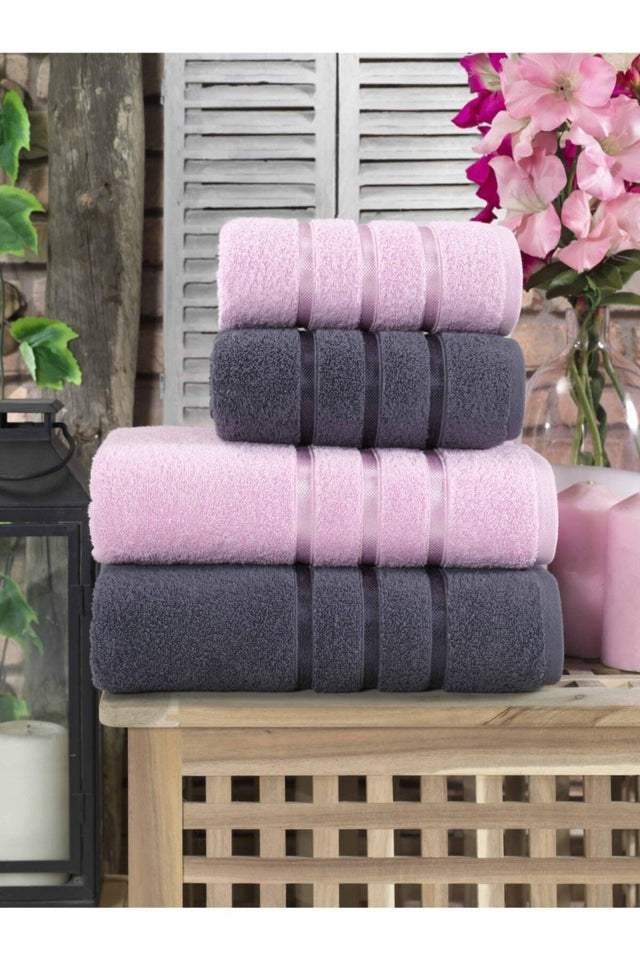 100% Cotton Set of 4 Bath Towels/anthracite-powder - Swordslife