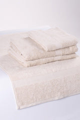 100% Cotton Beige Set of 4 2 Hand, Face Towel And 2 Bath Towel - 2 pcs 70x130 2 pcs 50x80 - Swordslife