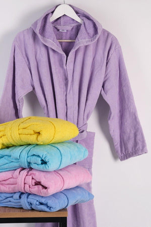 100% Cotton Hooded Velvet Light Pink Bathrobe Waiter Size 15-16 Age - Swordslife