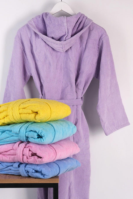 100% Cotton Hooded Velvet Light Pink Bathrobe Waiter Size 15-16 Age - Swordslife