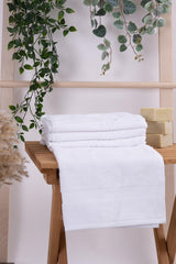 100% Cotton White 4 Pcs Hand Face Hair Towel Set - 4 Pcs 50x80 - Swordslife