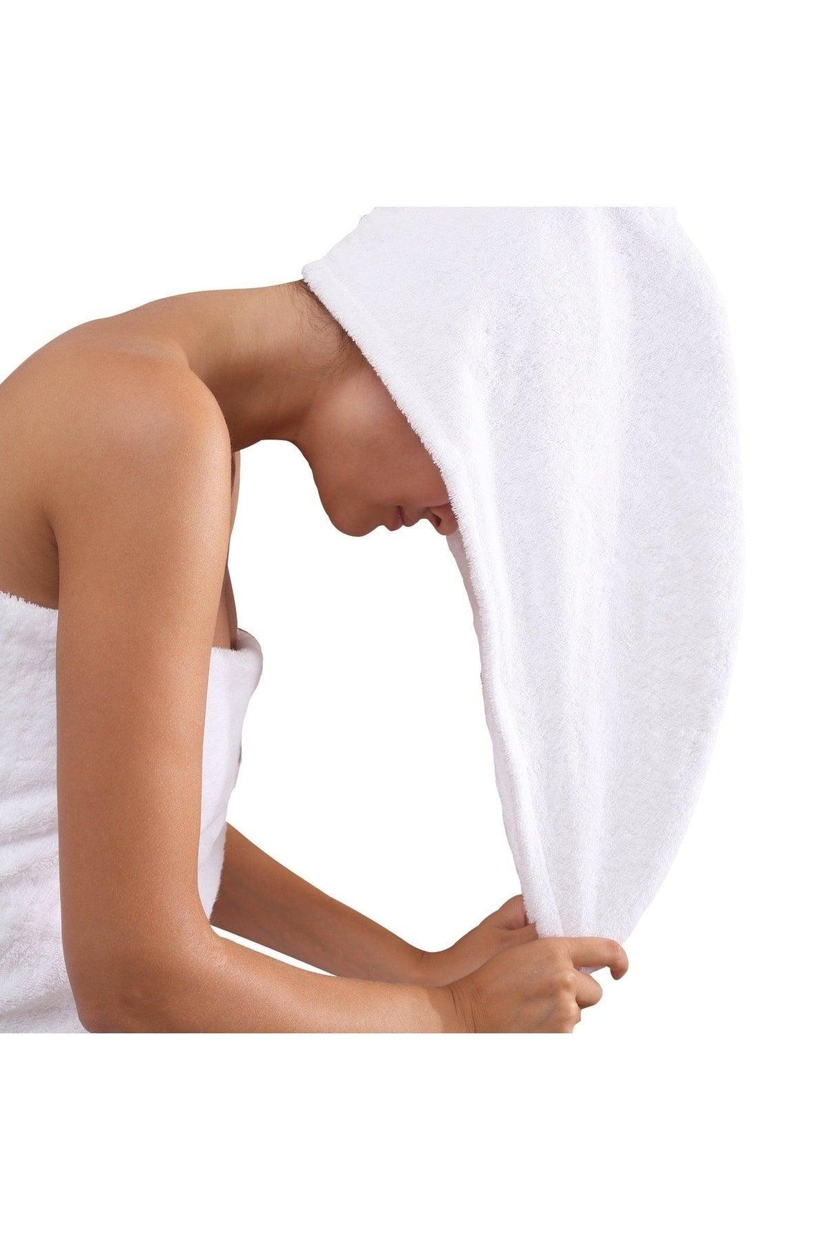 100% Cotton White Straight Eponge Button Towel Hair