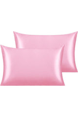 100% Silk Cotton Satin Pink Color Pillow Cover 50x70cm - Swordslife