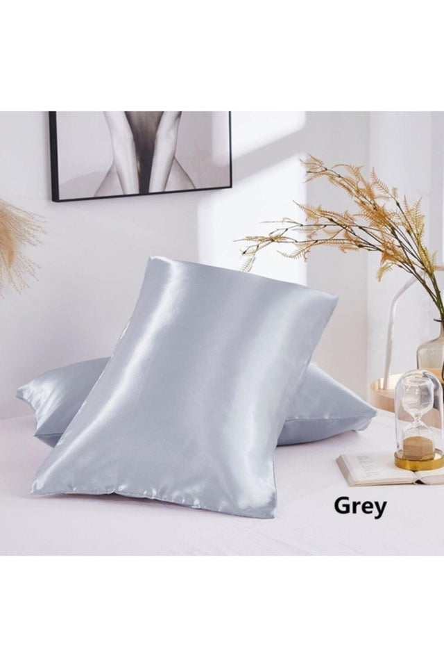 100% Silk Cotton Satin Pillow Cover Gray Color 50x70cm - Swordslife