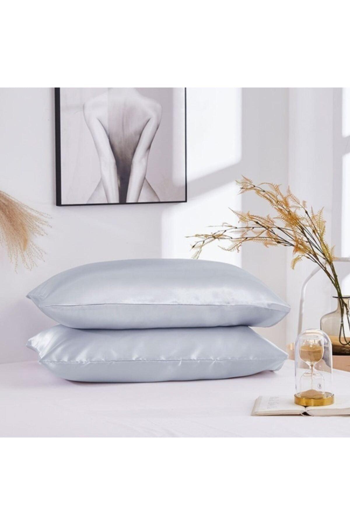 100% Silk Cotton Satin Pillow Cover Gray Color 50x70cm - Swordslife