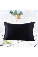 100% Silk Cotton Satin Pillow Cover Black Color 50x70cm - Swordslife