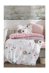 100% Cotton Baby Sweety Dogs Pink Baby Duvet Cover Set - Swordslife